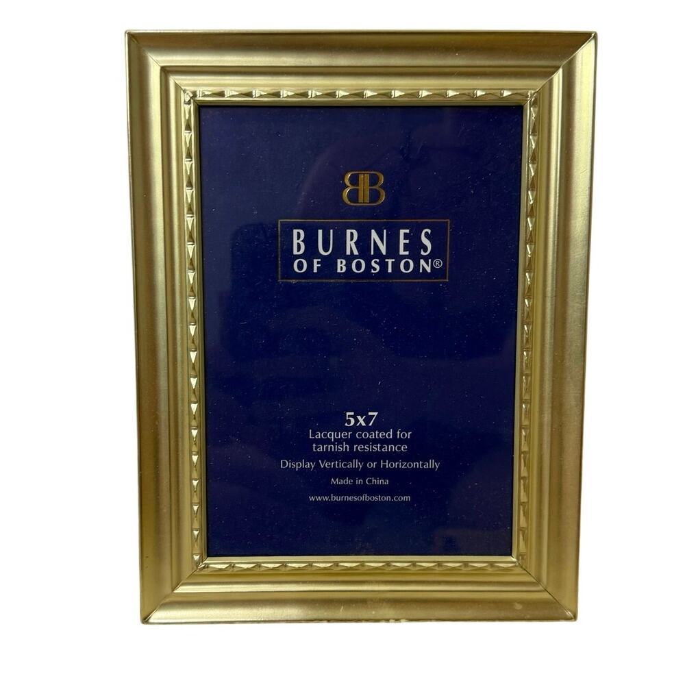 Vintage Gold Standing Picture Photo Frame Metal Burnes Of Boston 5x7 Ornate